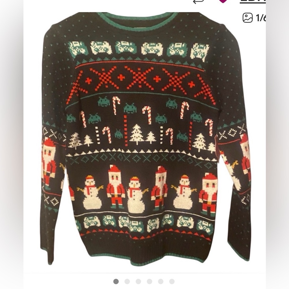 Knit Christmas Sweater with Red, Green & White Kids 8